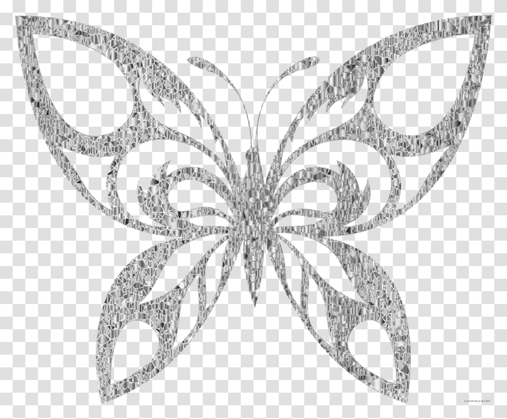 Butterfly Clipart Silver Glitter Butterfly Clip Art, Stencil, Pattern, Floral Design Transparent Png