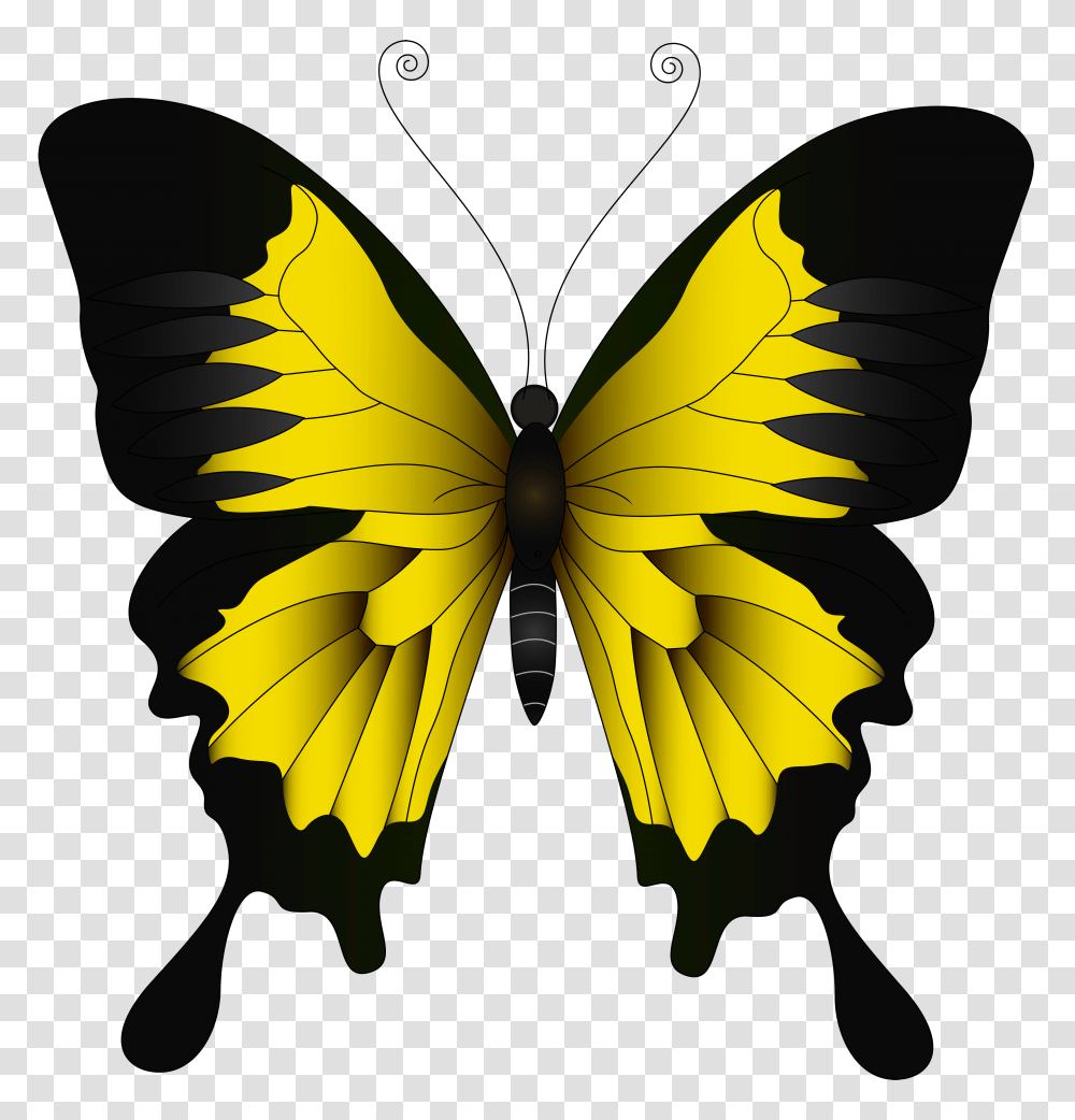 Butterfly Clipart Yellow Yellow Butterfly, Insect, Invertebrate, Animal, Pattern Transparent Png