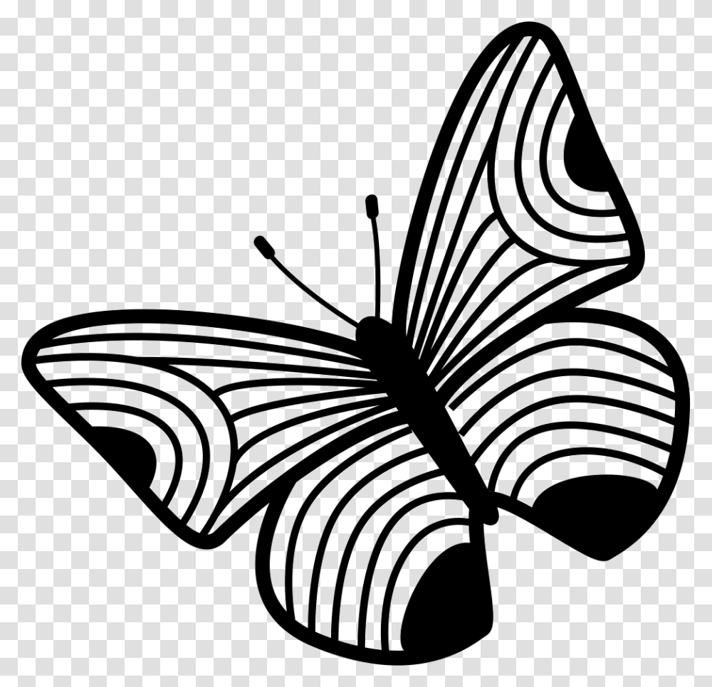 Butterfly Design Of Thin Stripes Wings Portable Network Graphics, Plant, Stencil, Flower Transparent Png