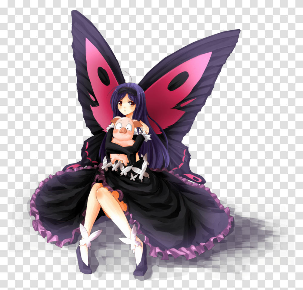 Butterfly Drawing Woman Butterfly Woman Anime, Costume, Person, Dance Transparent Png