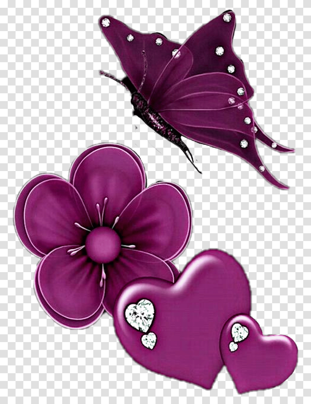 Butterfly Flower Diamomd Diamonds Purple, Insect, Invertebrate Transparent Png
