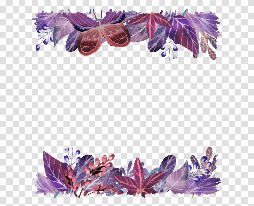 Butterfly Flower Flowers Wreath Border Frame Purple Flowers With Butterflies Border, Plant, Blossom, Iris, Petal Transparent Png