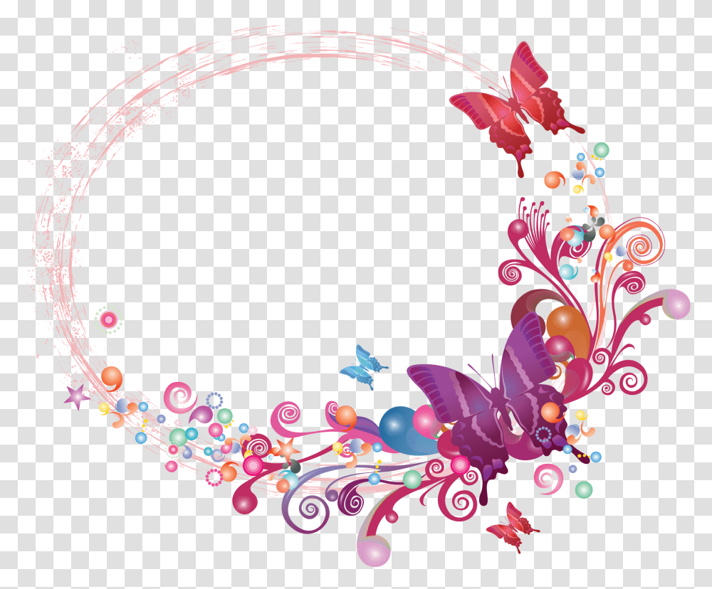 Butterfly Frame, Floral Design, Pattern Transparent Png