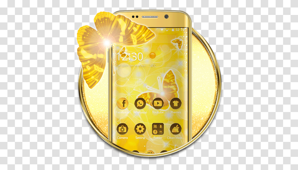 Butterfly Gold Wallpaper Theme Mga App Sa Google Play Smartphone, Gold Medal, Trophy, Cat, Pet Transparent Png