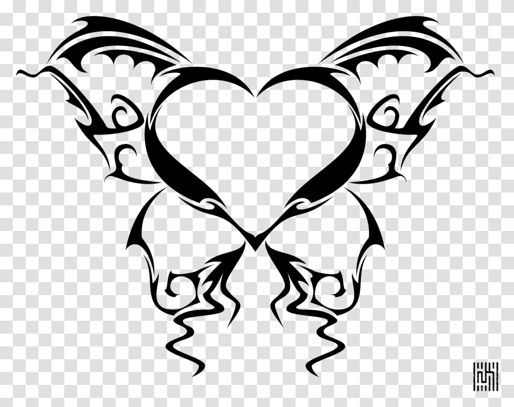 Butterfly Heart Tattoo, Silhouette, Face, Stencil Transparent Png