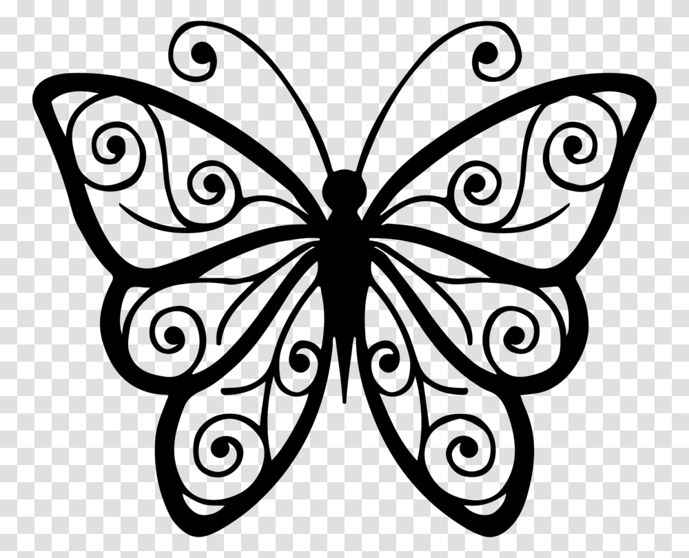 Butterfly Insect Line Art Drawing Black And White, Gray, World Of Warcraft Transparent Png