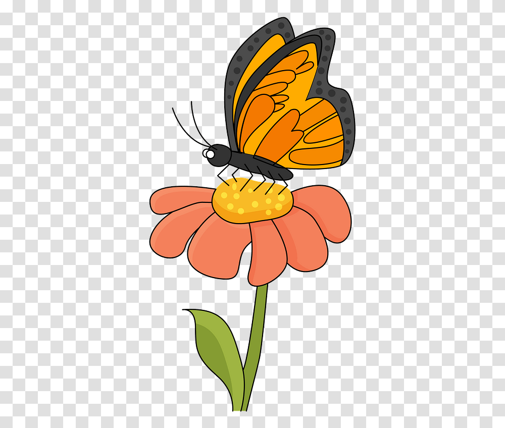 Butterfly On A Flower Clipart Butterfly On Flower Clipart, Plant, Invertebrate, Animal, Insect Transparent Png