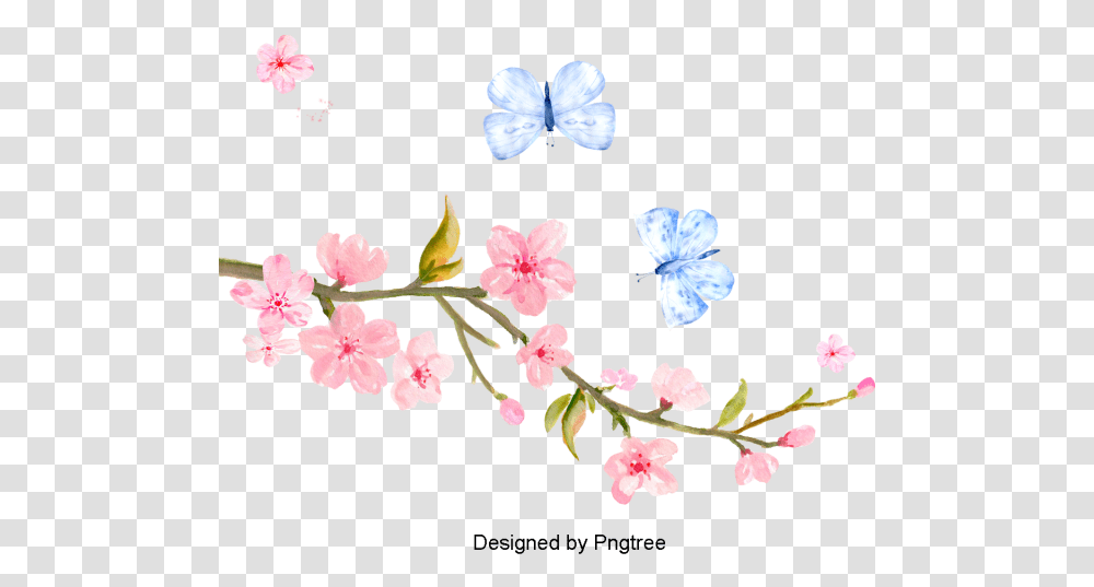 Butterfly On Flower Dibujos Flores Y Mariposas, Plant, Blossom, Cherry Blossom, Petal Transparent Png
