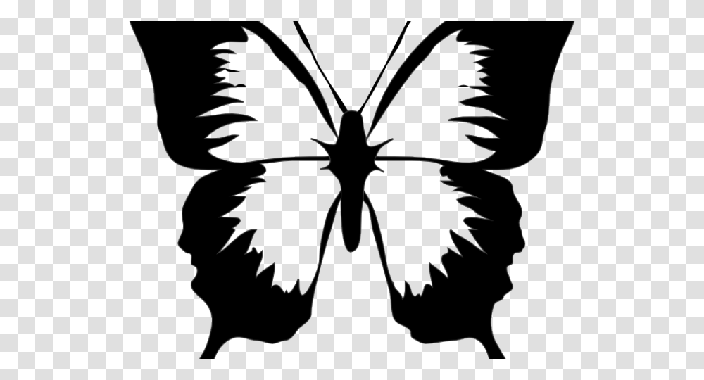 Butterfly Outline, Stencil, Animal, Insect, Invertebrate Transparent Png