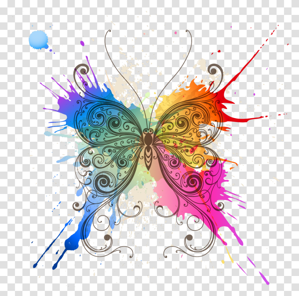 Butterfly Paint Splash Splatter Paintspalsh Paintsplatter Splash Butterfly, Pattern, Ornament Transparent Png