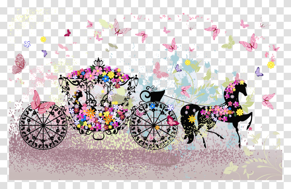 Butterfly Photography Carriage Stock Wedding Flowers Racing Carriage Invitation, Floral Design, Pattern Transparent Png