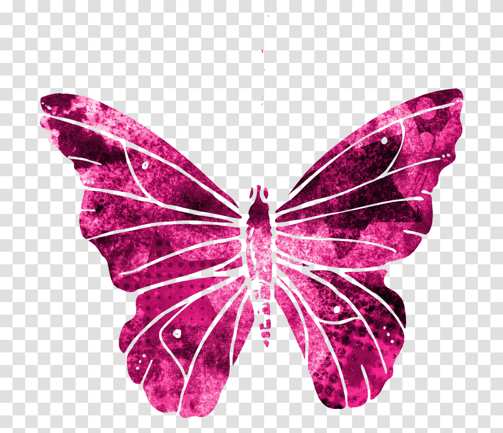 Butterfly Pink Clipart Cute Flying Wings Nature Flying Pink Butterfly, Ornament, Leaf, Plant, Pattern Transparent Png