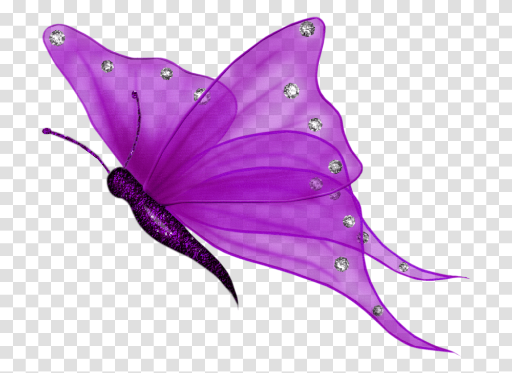 Butterfly Purple Wings Silver Wingedcreatures Shimmer, Animal, Insect, Invertebrate, Flower Transparent Png