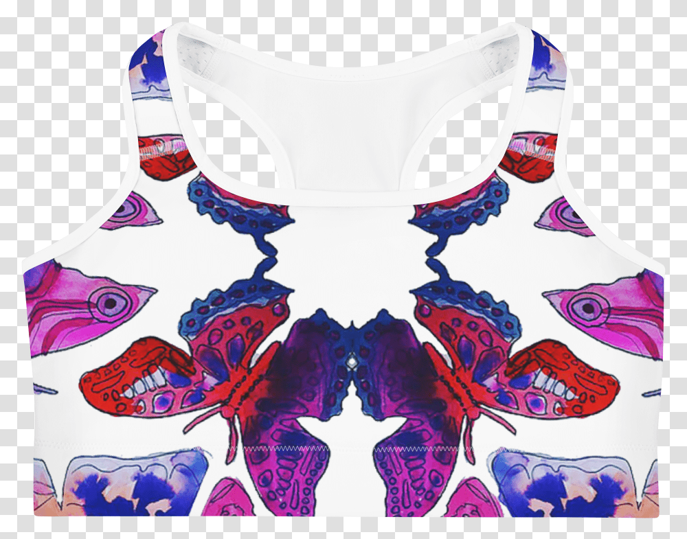 Butterfly Reflection Sports Bra Active Tank, Clothing, Apparel, Underwear, Parade Transparent Png