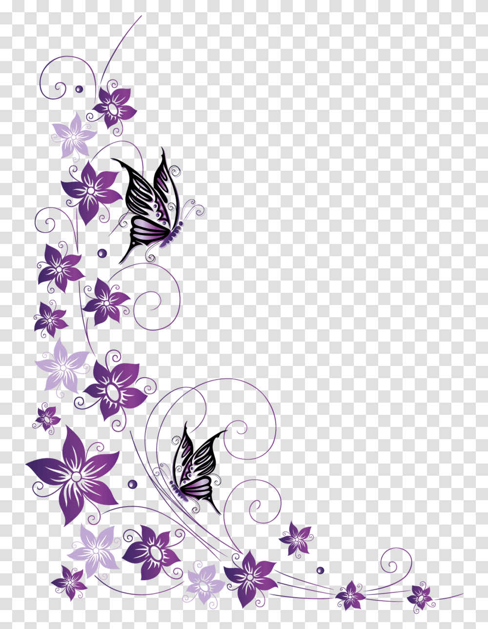 Butterfly Royalty Free Clip Art Butterfly Border Flowers And Butterflies Vector, Graphics, Floral Design, Pattern Transparent Png