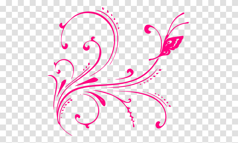 Butterfly Scroll Pink Svg Clip Arts Butterfly Clipart Pink, Floral Design, Pattern, Plant Transparent Png