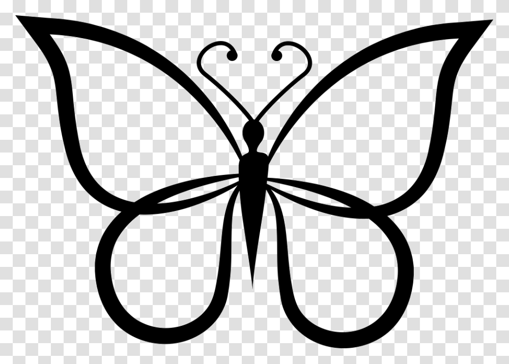 Butterfly Shape Outline Top View Comments Butterfly Black And White Outline, Stencil, Insect, Invertebrate, Animal Transparent Png