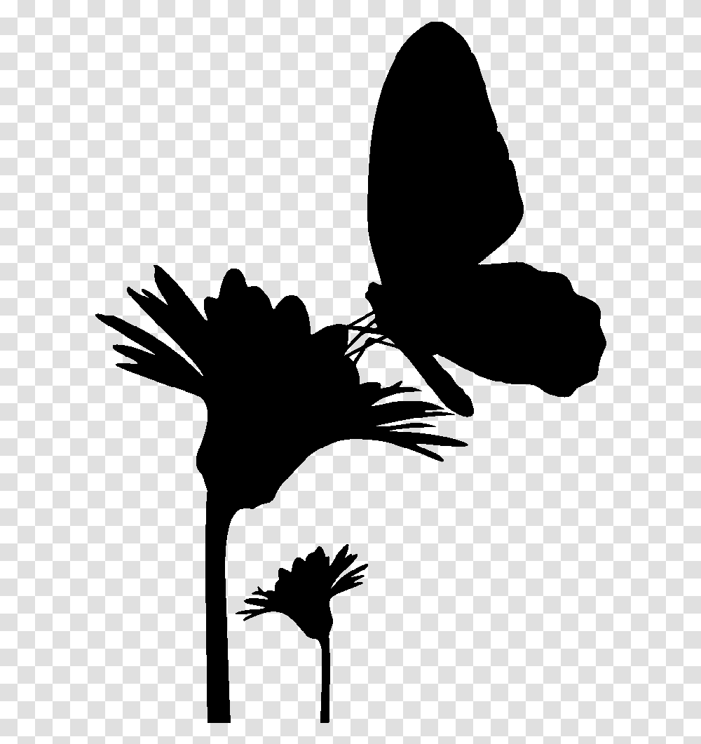 Butterfly Silhouette Drawing Flower With Butterfly Silhouette, Gray, World Of Warcraft Transparent Png