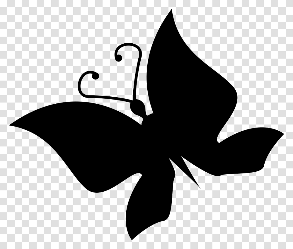 Butterfly Silhouette Rotated To Left Clip Art, Stencil Transparent Png