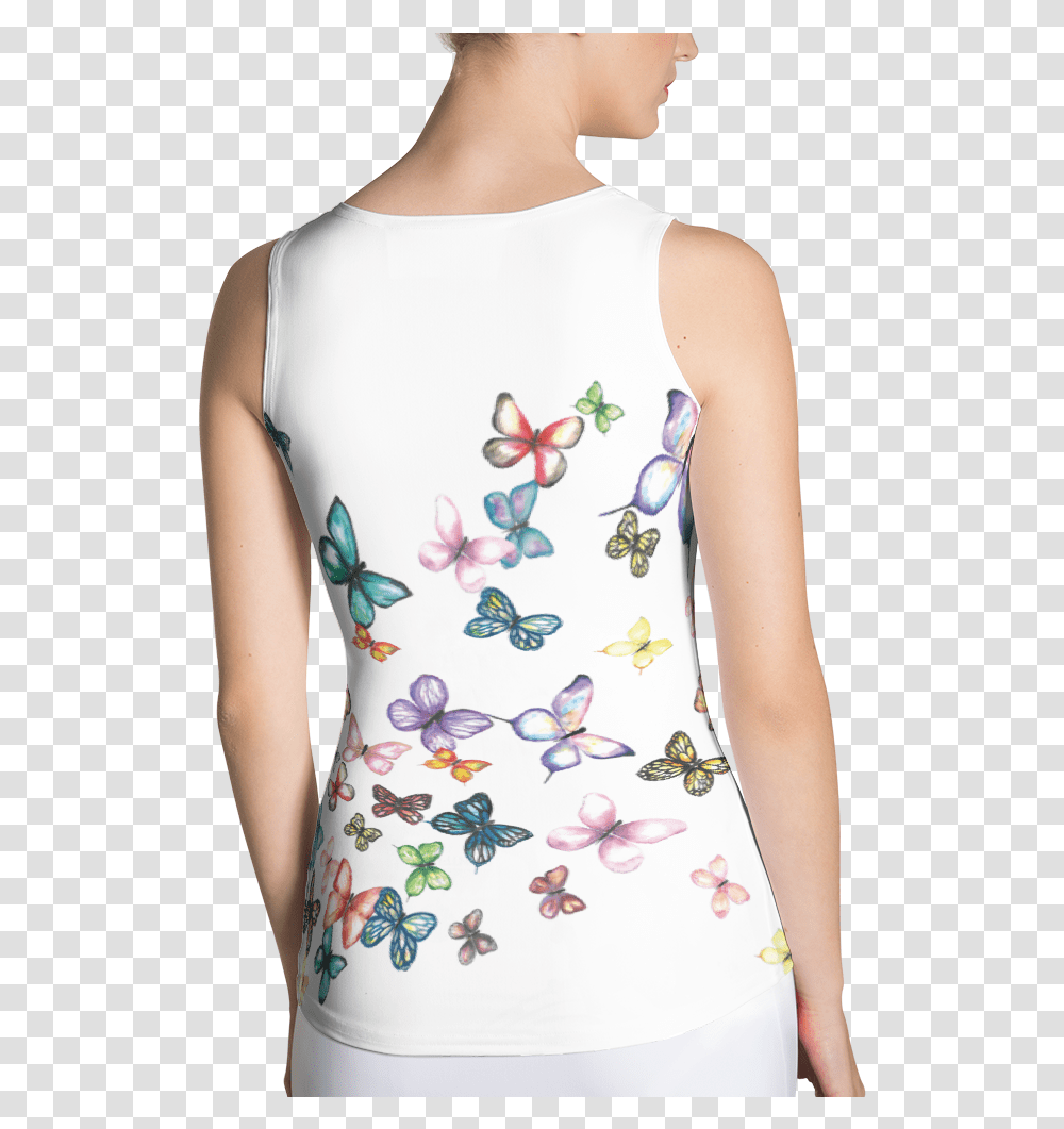 Butterfly Swarm Women's Sublimation Cut Amp Sew, Person, Tank Top, Plant Transparent Png