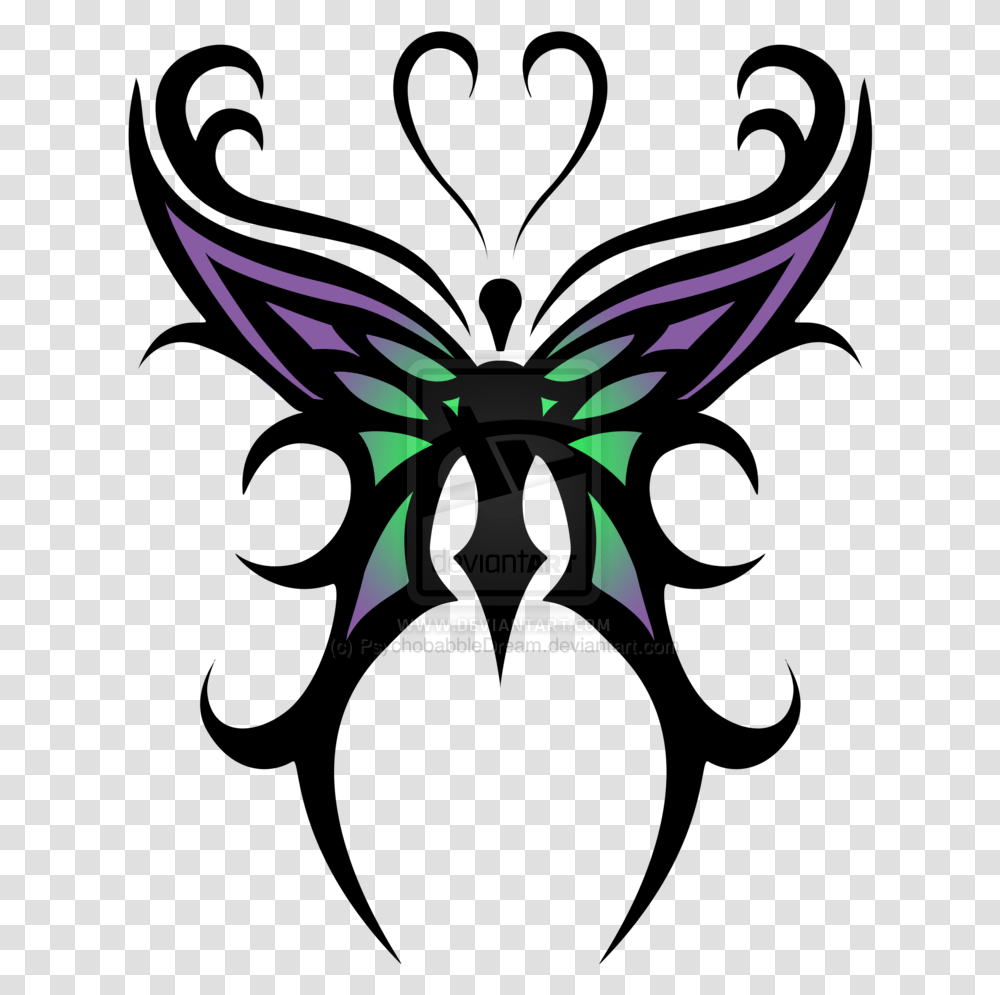 Butterfly Tattoo Designs Free Image Tribal Clover Tattoo Designs, Emblem, Bird, Animal Transparent Png