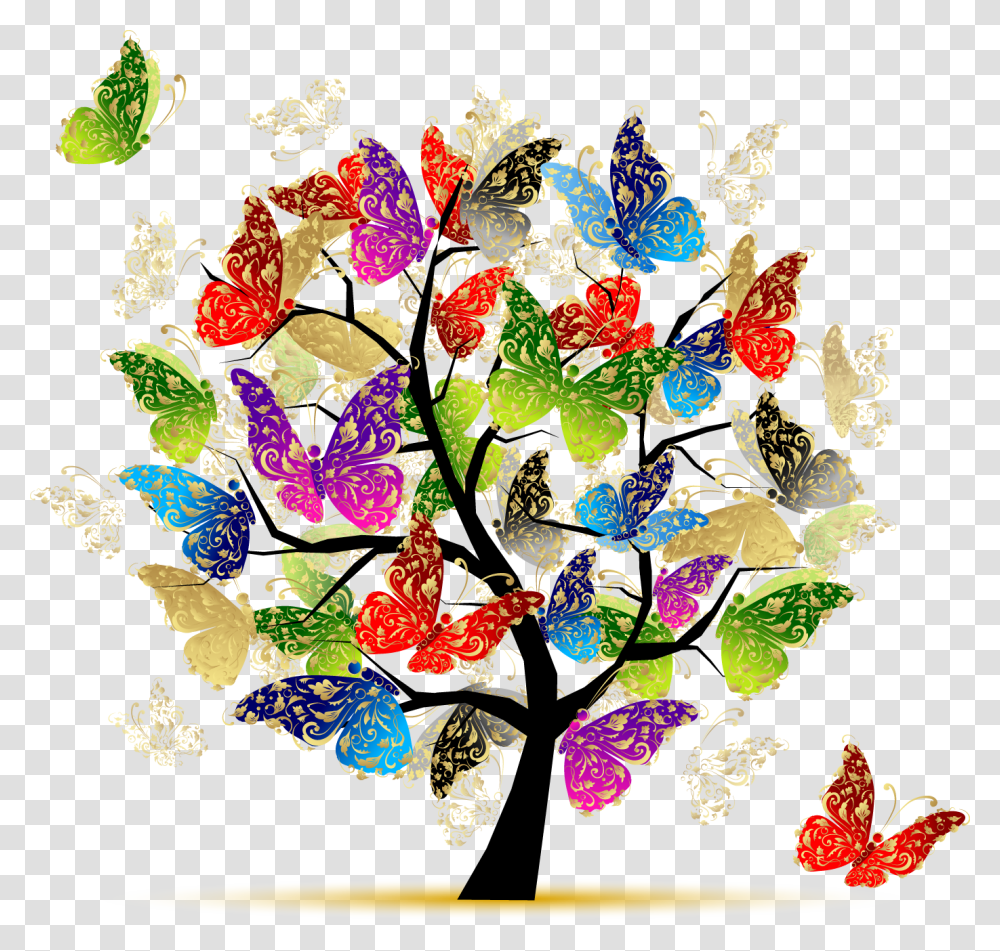 Butterfly Tree Illustration Butterfly Tree Of Life, Floral Design, Pattern Transparent Png