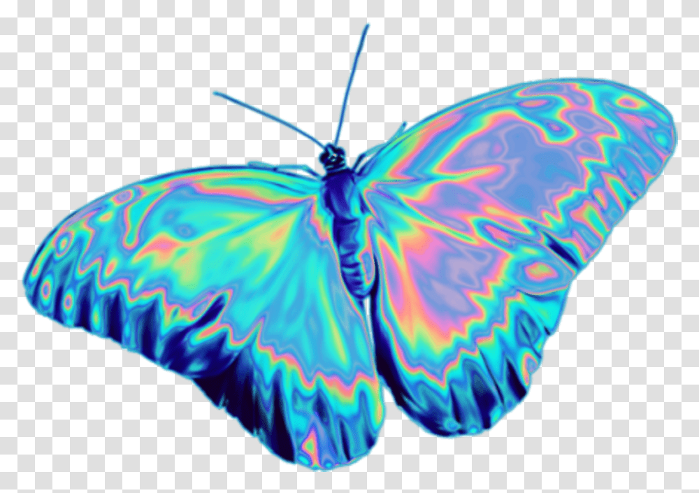 Butterfly Tumblr Easthetic Blue Purple Freetoedit Holographic Insect, Ornament, Pattern, Invertebrate, Animal Transparent Png