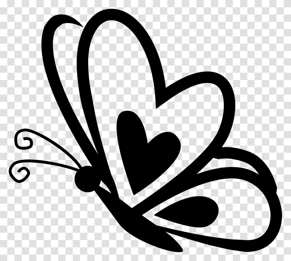 Butterfly With A Heart On Frontal Wing On Side View Butterfly Svg File Free, Stencil, Floral Design, Pattern Transparent Png