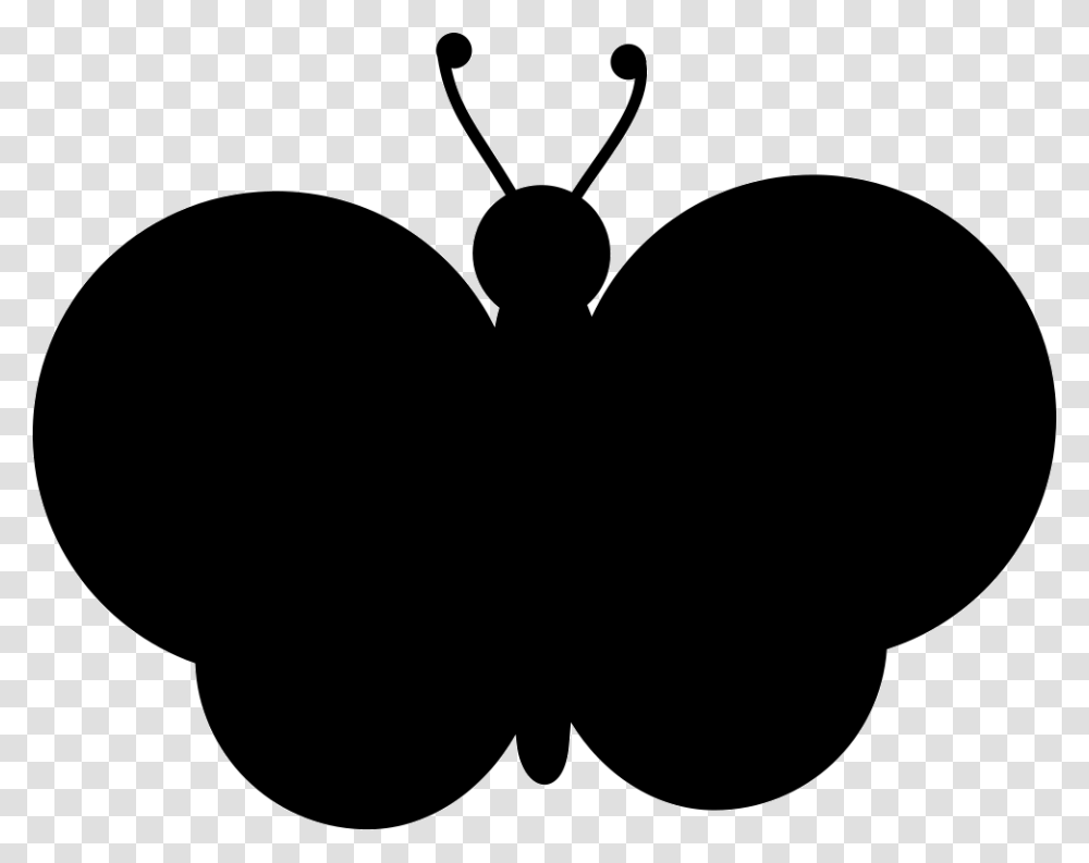 Butterfly With Circular Wings Shape Comments Butterfly, Stencil, Heart, Silhouette, Mustache Transparent Png