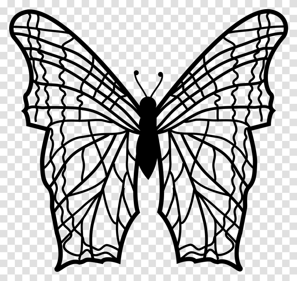 Butterfly With Complex Thin Lines Pattern Wings From, Stencil, Flying Transparent Png