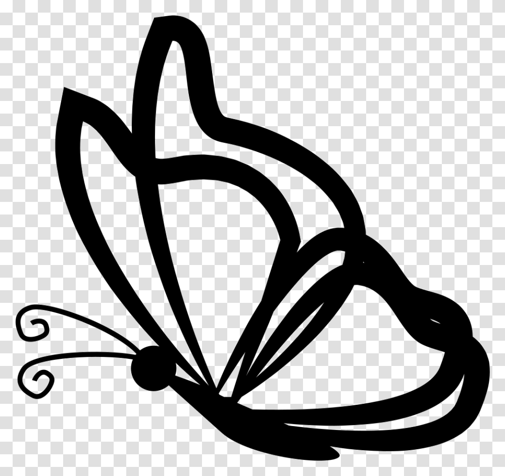 Butterfly With Wings Outlines From Side Butterfly Side View Outline, Stencil, Logo, Trademark Transparent Png