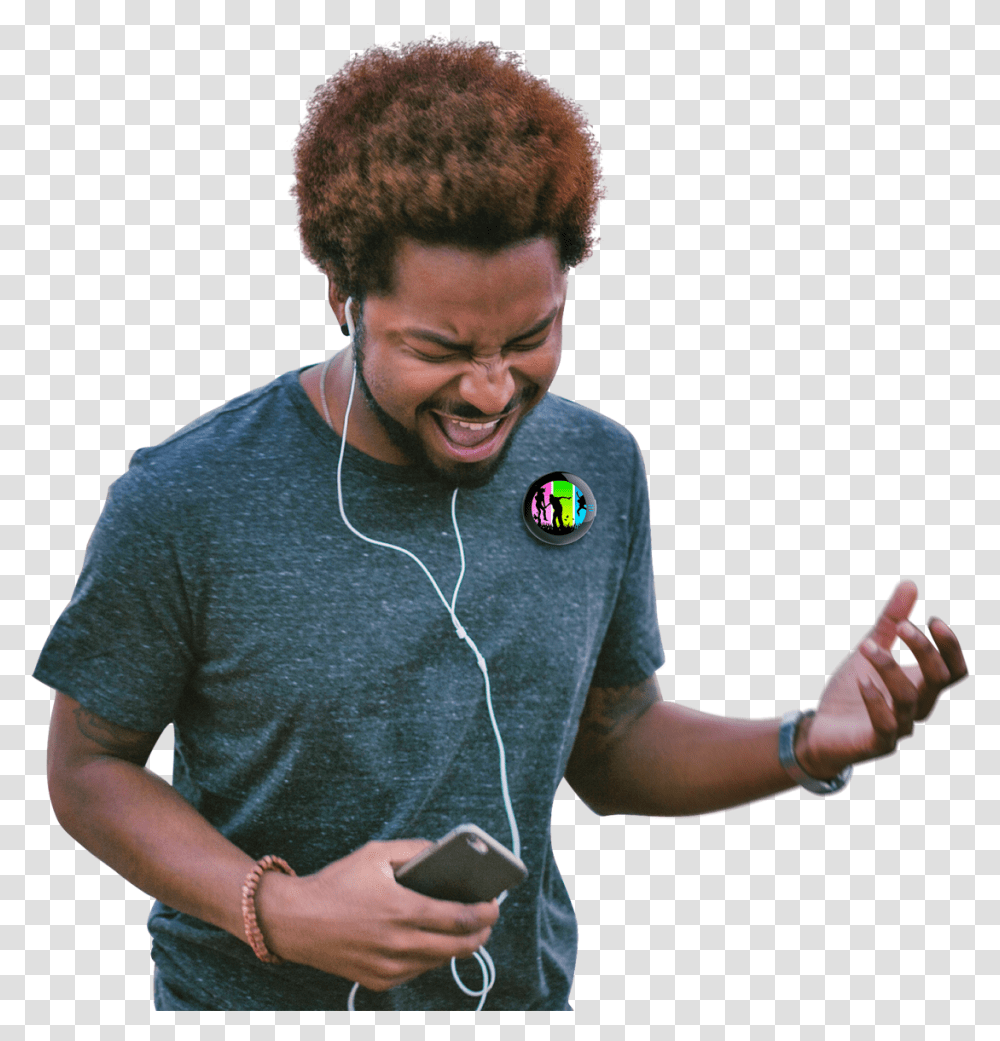Button Employs Bluetooth Low Energy Afro, Person, Human, Electronics, Finger Transparent Png