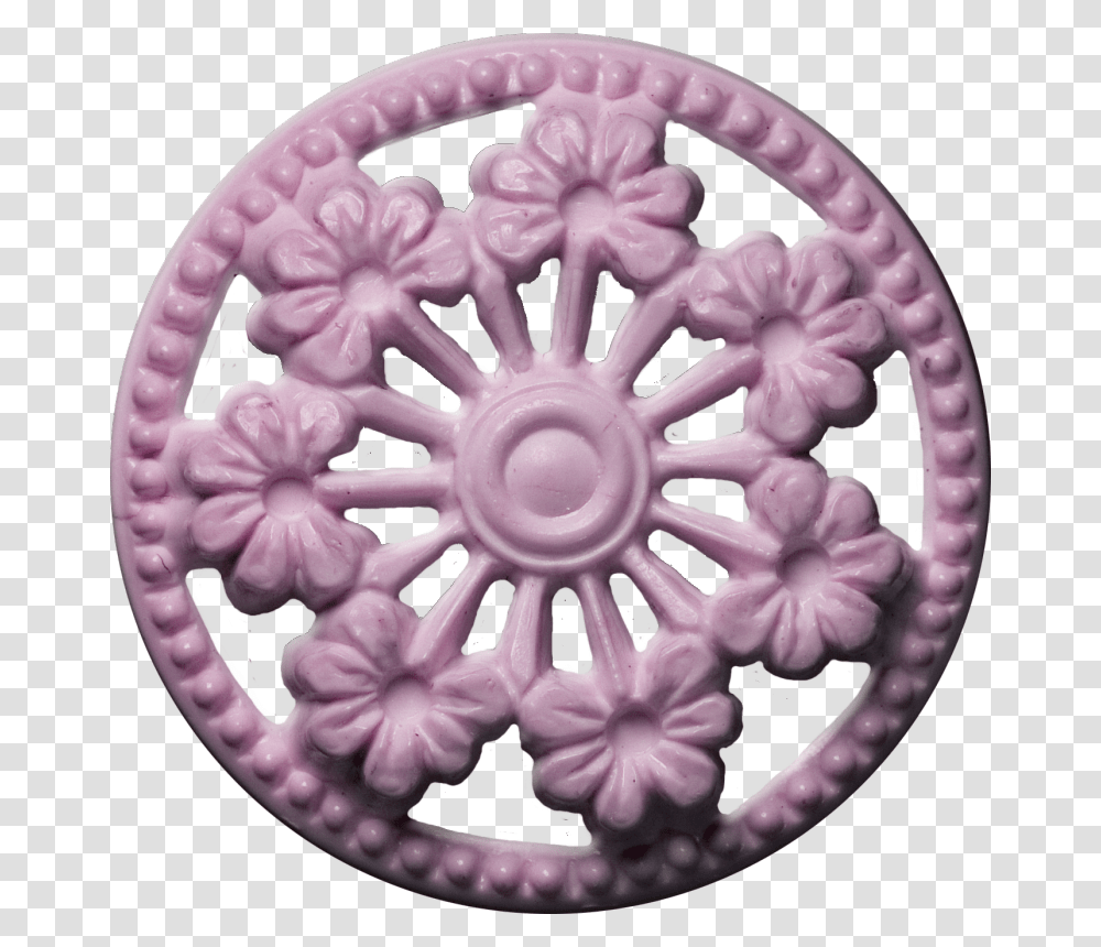 Button With Seven Flowers And Cut Outs Pink Circle, Purple, Birthday Cake, Dessert, Food Transparent Png