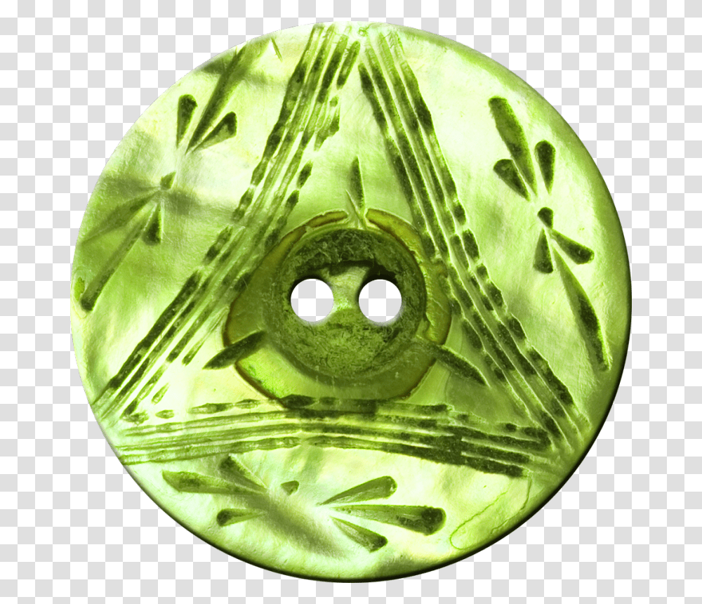 Button With Triangle And Floral Design Lime Green Old Button, Accessories, Accessory, Hole, Sphere Transparent Png