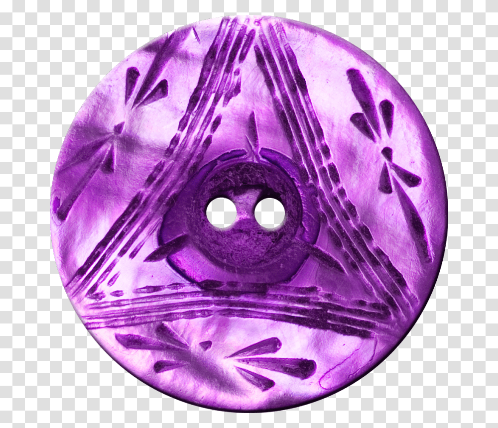 Button With Triangle And Floral Design Purple Design, Sphere, Helmet, Apparel Transparent Png