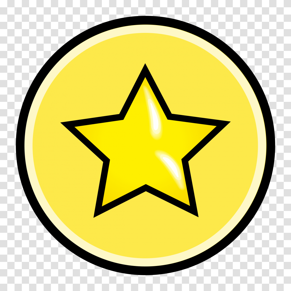 Button With Yellow Star Vector Clipart Image, Star Symbol Transparent Png