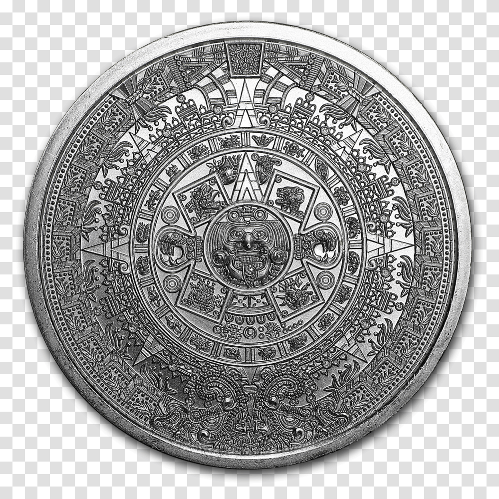 Buy 1 Oz Silver Round 1 Oz Aztec Calendar Silver Round, Rug, Armor, Drawing Transparent Png
