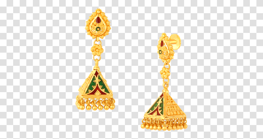Buy 22kt Gold With Enameled Jhumkas Gold Earrings, Accessories, Accessory, Jewelry, Crown Transparent Png