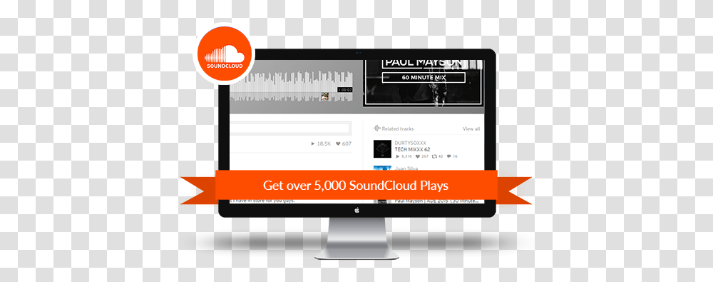 Buy 5000 Soundcloud Plays Boost Soundcloud, Monitor, Screen, Electronics, Display Transparent Png