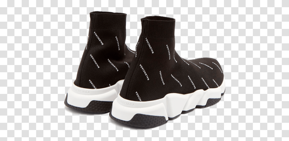 Buy New Balenciaga Speed Trainers Mid Black White Round Toe, Clothing, Apparel, Shoe, Footwear Transparent Png