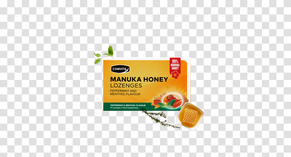 Buy Peppermint Menthol Manuka Honey Lozenges Comvita Nz, Plant, Flyer, Paper, Advertisement Transparent Png