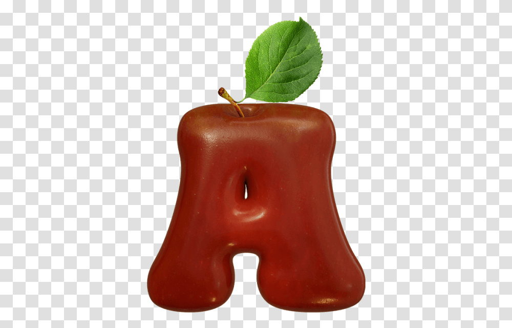 Buy Red Apple Font And Enjoy Awesome Fruit Typography Letter A As An Apple, Ketchup, Food, Plant Transparent Png