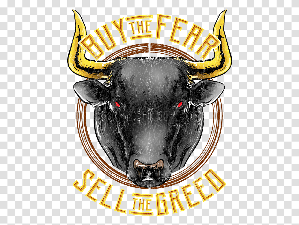 Buy The Fear Sell Greed Bull Stock Market Fleece Blanket Bull, Mammal, Animal, Symbol, Cattle Transparent Png