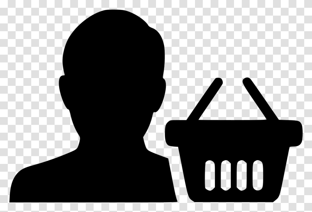 Buyer Man Shopping Cart Buy User Ecommerce Buyer Icon, Person, Silhouette, Performer, Stencil Transparent Png