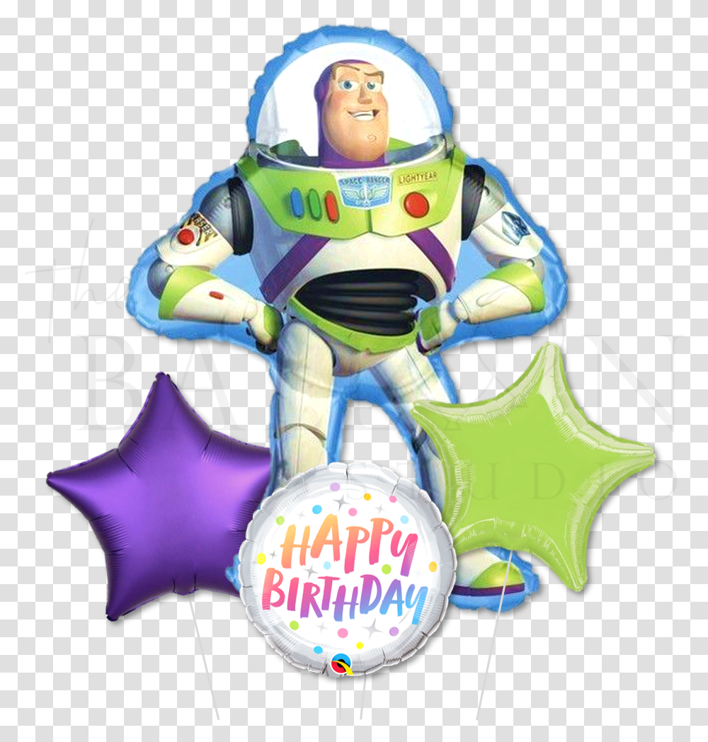 Buzz Lightyear Birthday Foil Balloon Bunch Buzz Lightyear, Person, Human, Astronaut, Toy Transparent Png