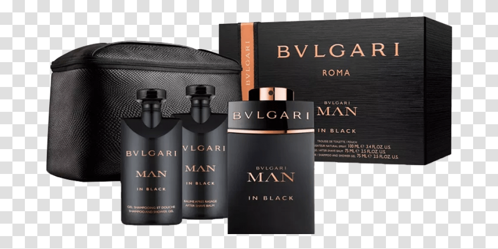 Bvlgari Man In Black Set, Bottle, Cosmetics, Aftershave Transparent Png