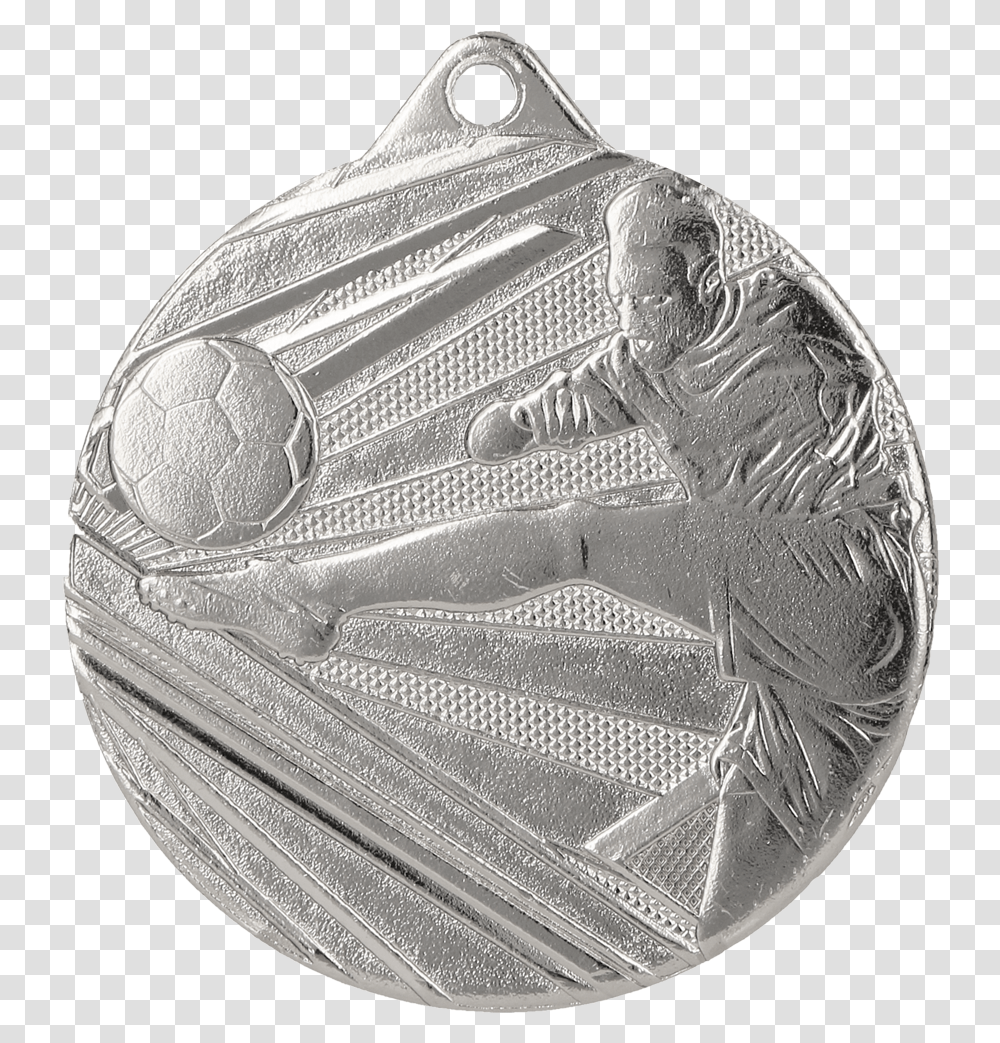 Bw 50mm Diameter Football Medal With Free Ribbongoldsilver, Person, Platinum, Crystal, Drawing Transparent Png
