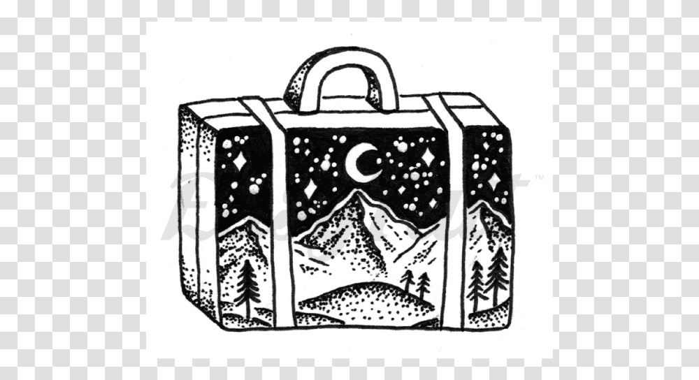 By Jill Islay Fake Tattoo Adventure Suitcase Suitcase Tattoo, Briefcase, Bag, Luggage, Drawing Transparent Png