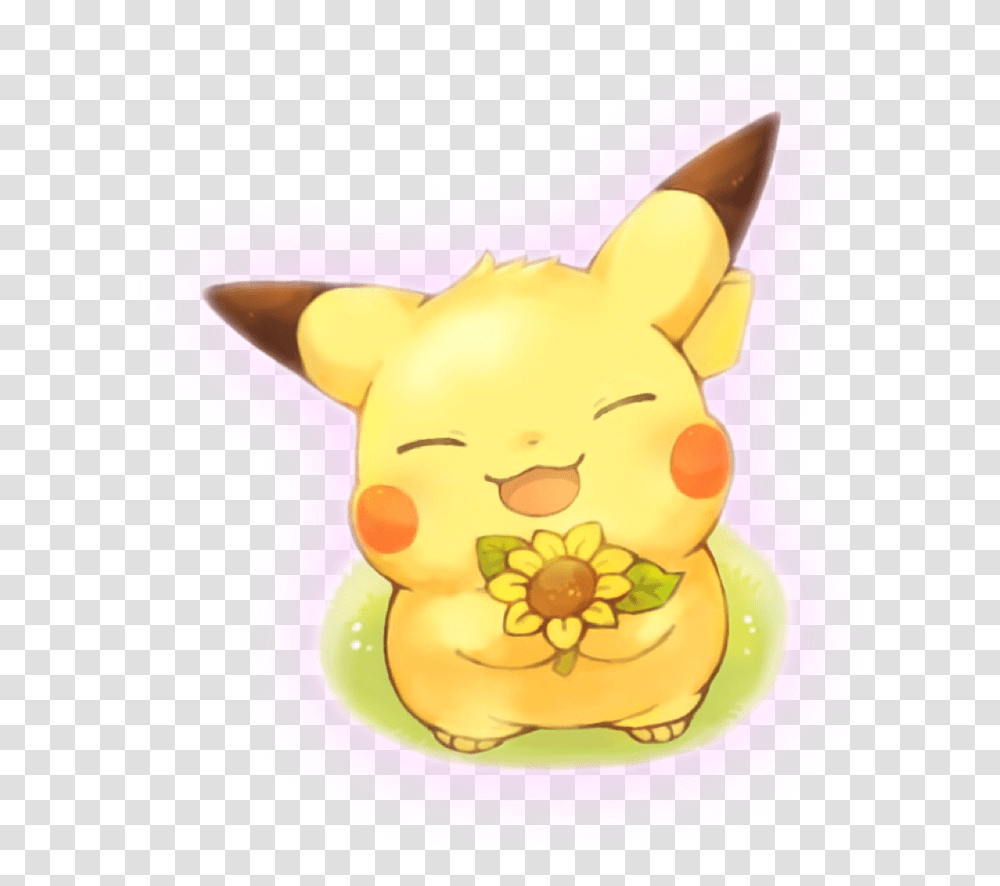 Bygmo Pikachu Holding A Flower, Sweets, Food, Confectionery, Birthday Cake Transparent Png
