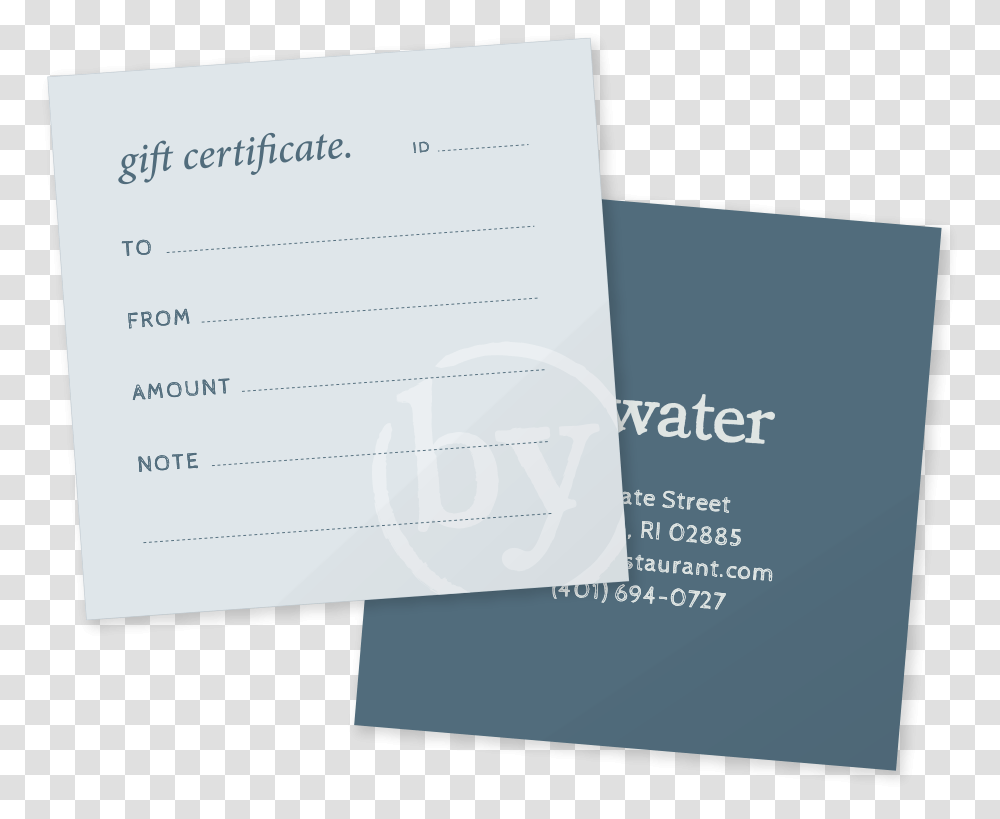 Bywater Gift Certificate Brochure, Paper, Business Card, Flyer Transparent Png